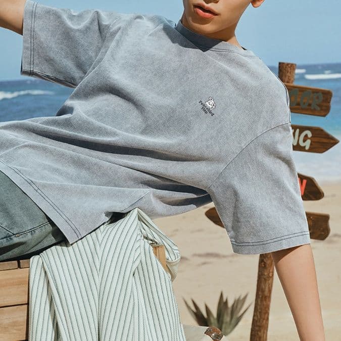 40 代 ファッション メンズ 大人の余裕シルエット ワンポイント刺繍Tシャツ