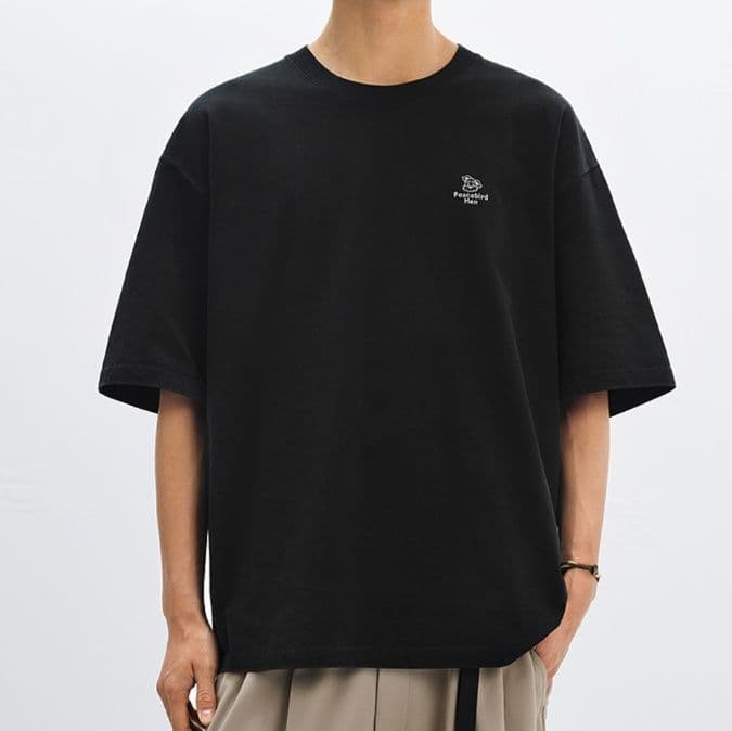 40 代 ファッション メンズ 大人の余裕シルエット ワンポイント刺繍Tシャツ