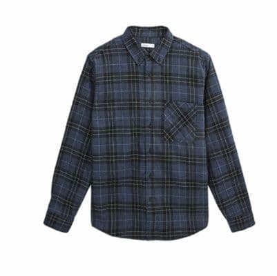 40 代 ファッション メンズ 格子柄くつろぎ七分袖シャツ