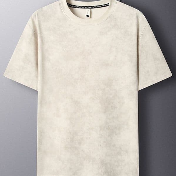 40 代 ファッション メンズ 大人の風格 ベロア調クルーネックTシャツ