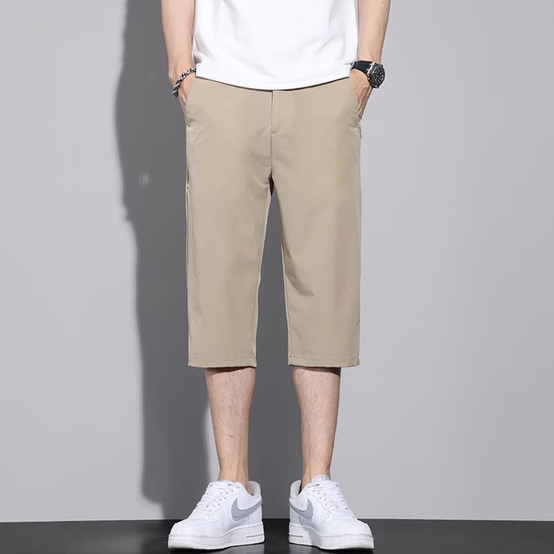 40 代 ファッション メンズ ゆったり七分丈サマーパンツ