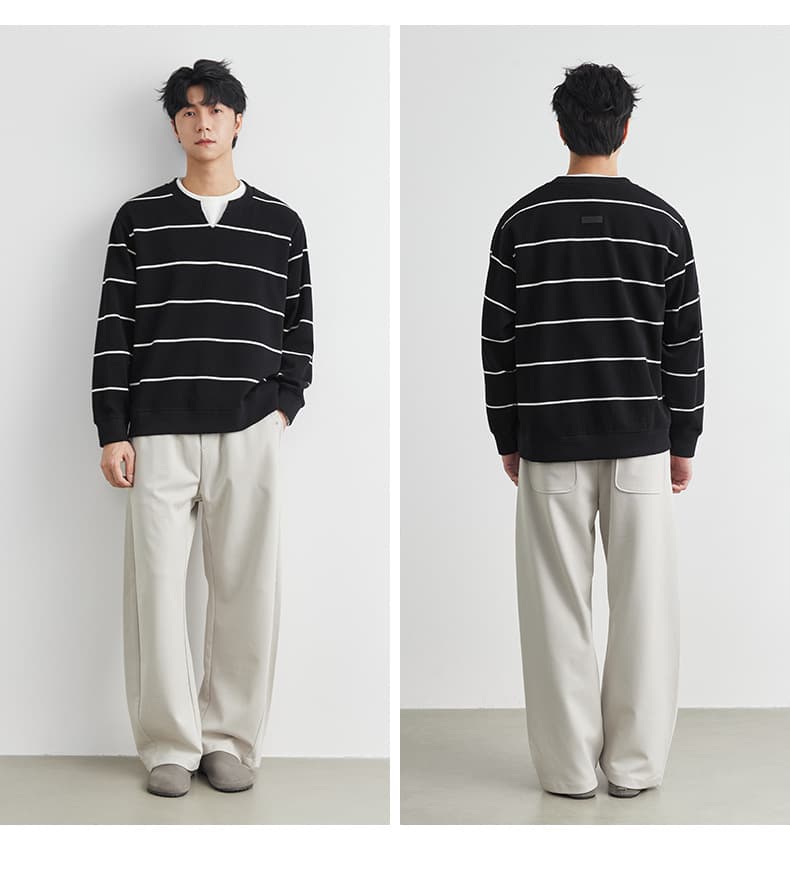 40 代 ファッション メンズ レイヤード風ボーダーニットシャツ