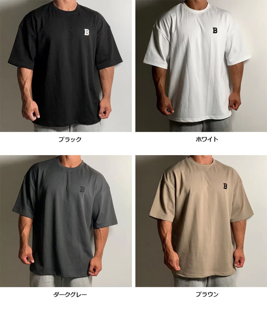 40 代 ファッション メンズ ゆったり着こなす B字ロゴ 半袖Tシャツ 全4色