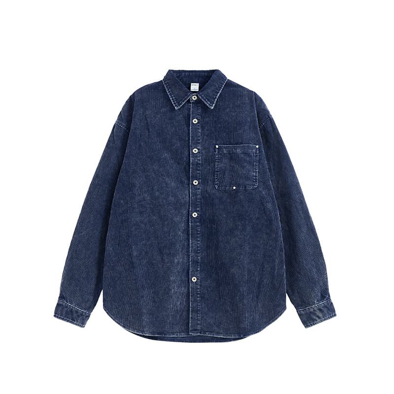 40 代 ファッション メンズ ゆったりコーデュロイシャツ 秋冬 ストリート メンズ 長袖