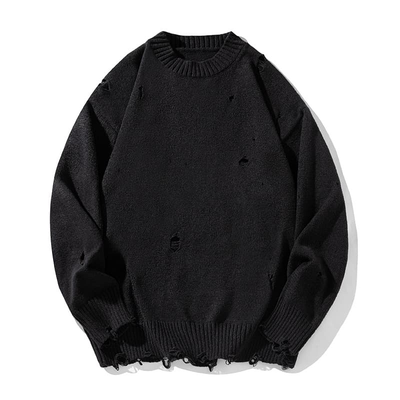 40 代 ファッション メンズ ダメージ加工 ニットシャツ 秋冬 メンズ ゆったり長袖 全3色