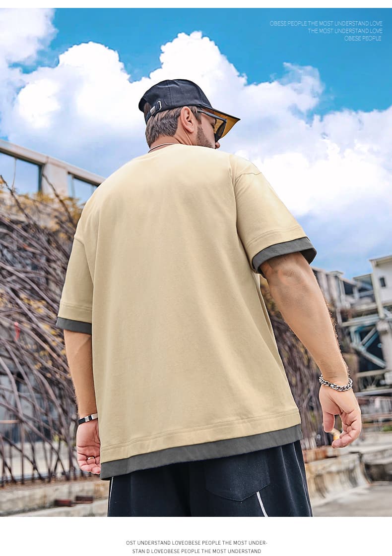 40 代 ファッション メンズ レイヤード風重ね着デザイン半袖Ｔシャツ