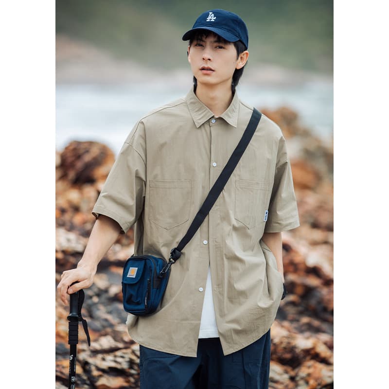 40 代 ファッション メンズ ゆったり着こなし 大人の半袖シャツ アウトドア カジュアル 春夏