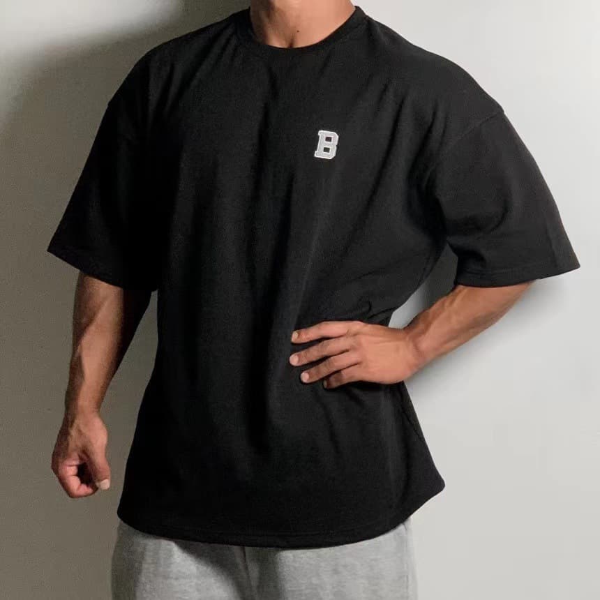 40 代 ファッション メンズ ゆったり着こなす B字ロゴ 半袖Tシャツ 全4色