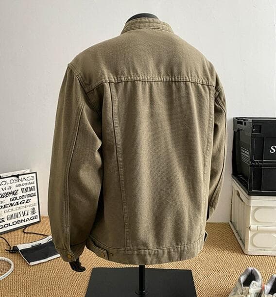 40 代 ファッション メンズ メンズ スタンドカラー カーキ ジャケット 秋冬アウター