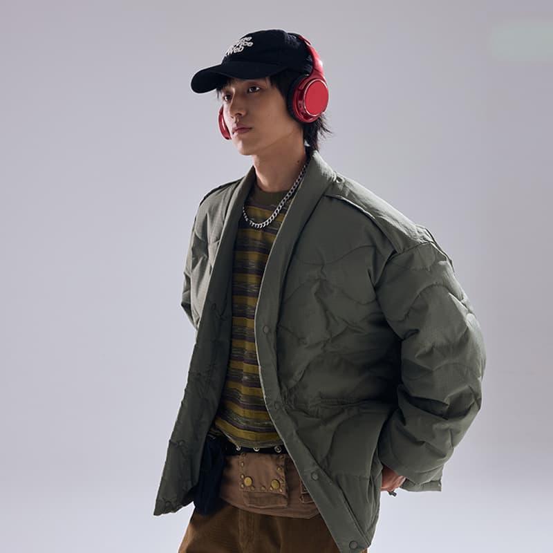 40 代 ファッション メンズ 秋冬 カーキ 中綿ジャケット メンズ カジュアル 防寒着