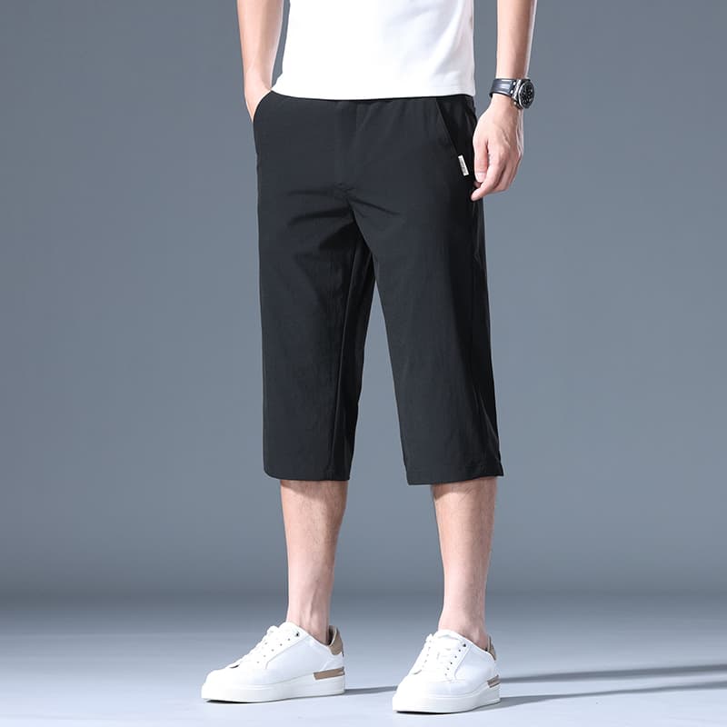 40 代 ファッション メンズ ゆったり七分丈サマーパンツ
