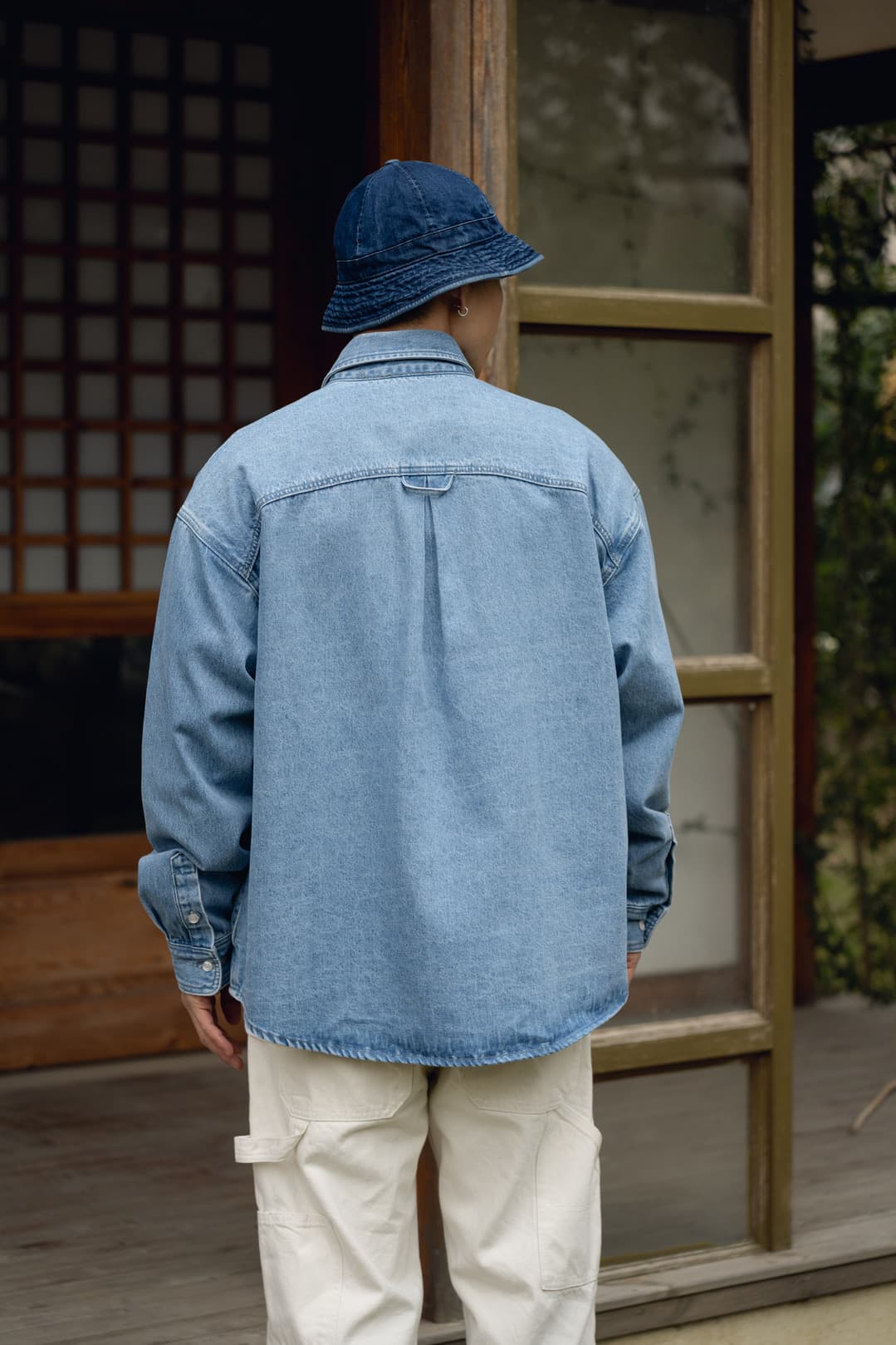 40 代 ファッション メンズ デニム 長袖シャツ ゆったり着こなし 上質ワークシャツ