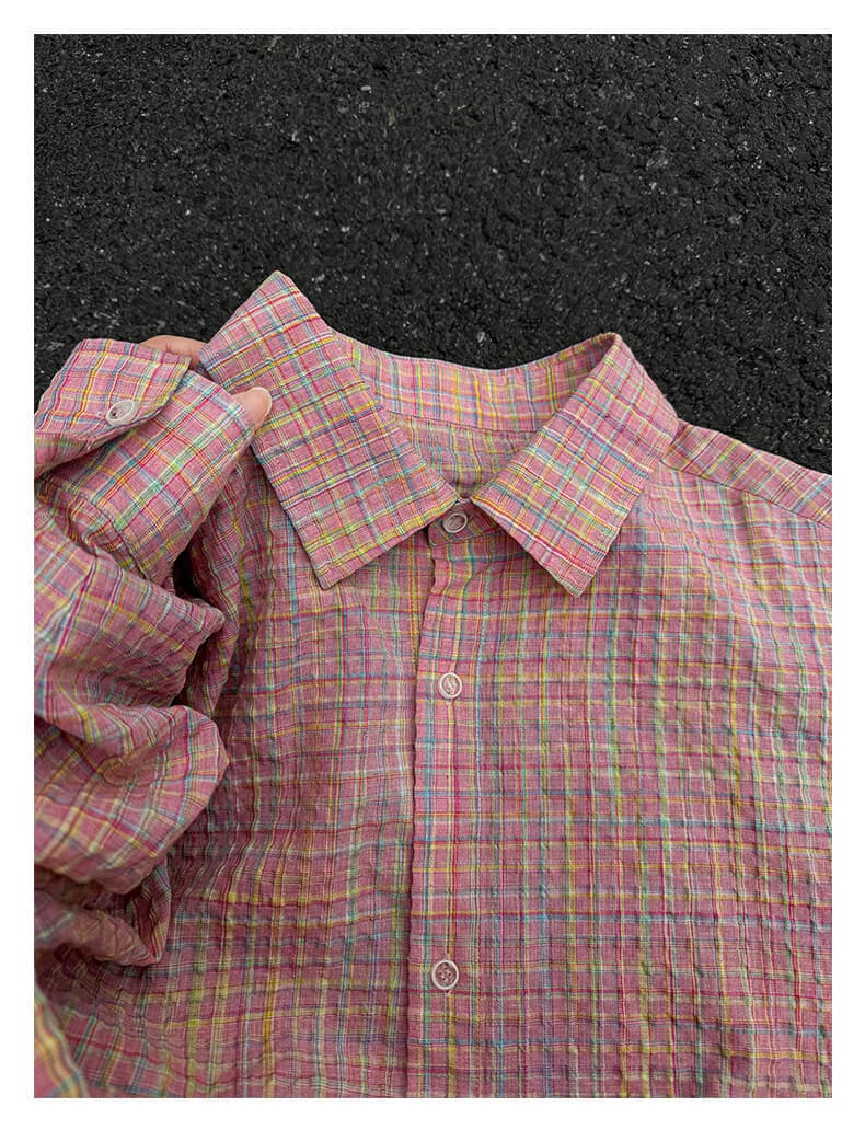 40 代 ファッション メンズ 洗練チェック柄シャツ 春夏 ユニセックス 全3色