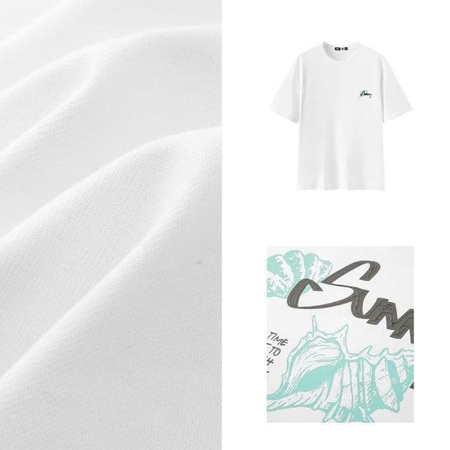 40 代 ファッション メンズ 波の記憶 海辺イラスト半袖Tシャツ