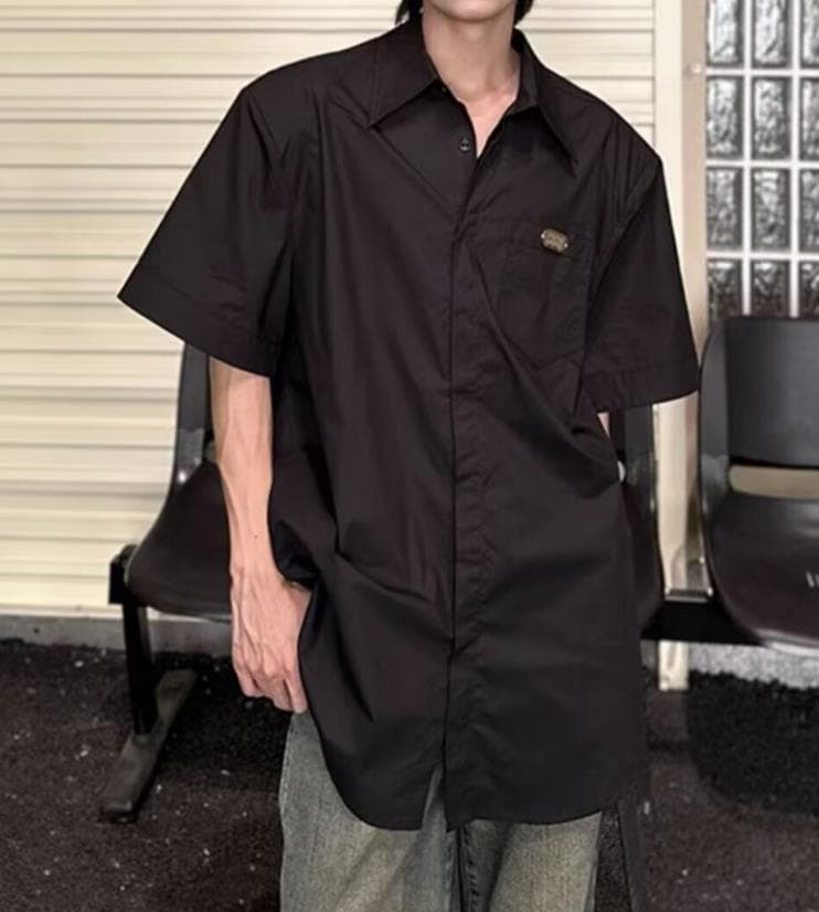 40 代 ファッション メンズ 2025春夏 メンズ 半袖ワイドシャツ 上質綿