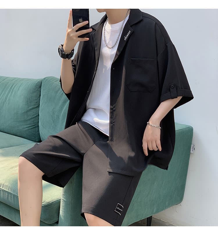 40 代 ファッション メンズ 大人のゆとりシルエット半袖開襟シャツ