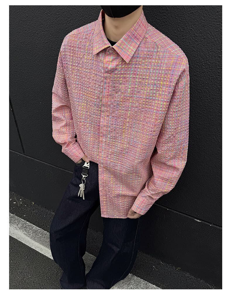 40 代 ファッション メンズ 洗練チェック柄シャツ 春夏 ユニセックス 全3色