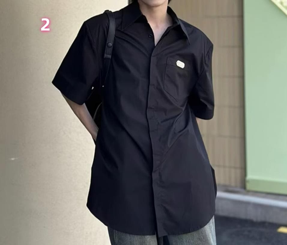 40 代 ファッション メンズ 2025春夏 メンズ 半袖ワイドシャツ 上質綿