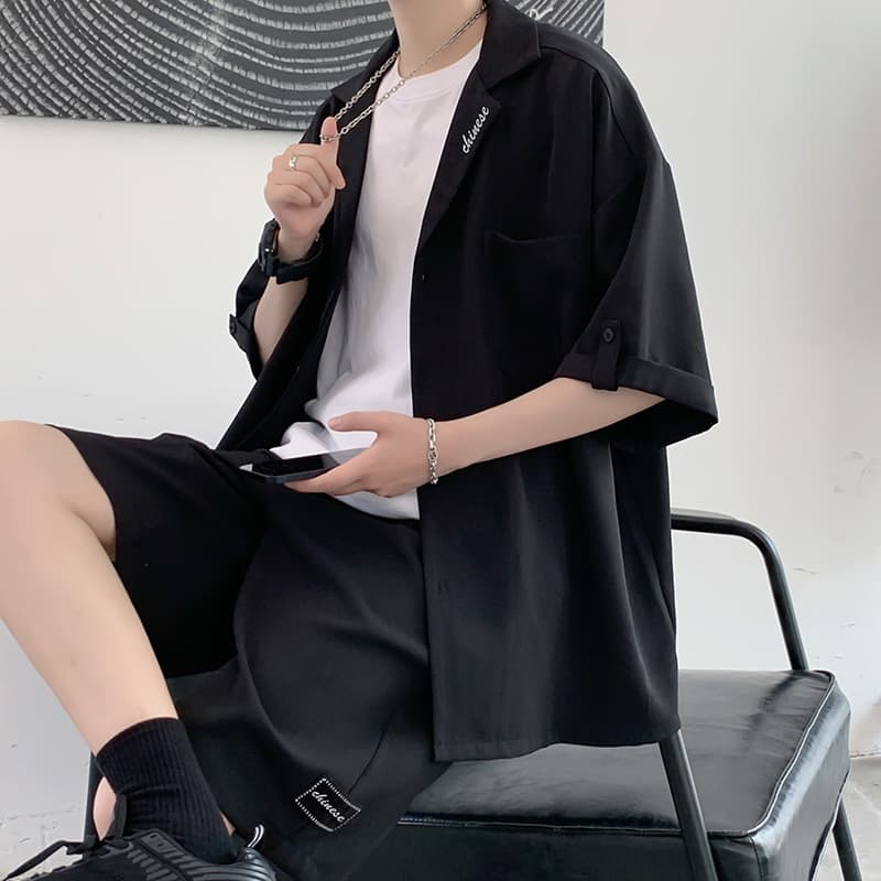 40 代 ファッション メンズ 大人のゆとりシルエット半袖開襟シャツ