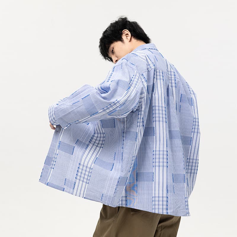 40 代 ファッション メンズ オーバーサイズ チェック柄 長袖シャツ メンズ 春秋 ストリート