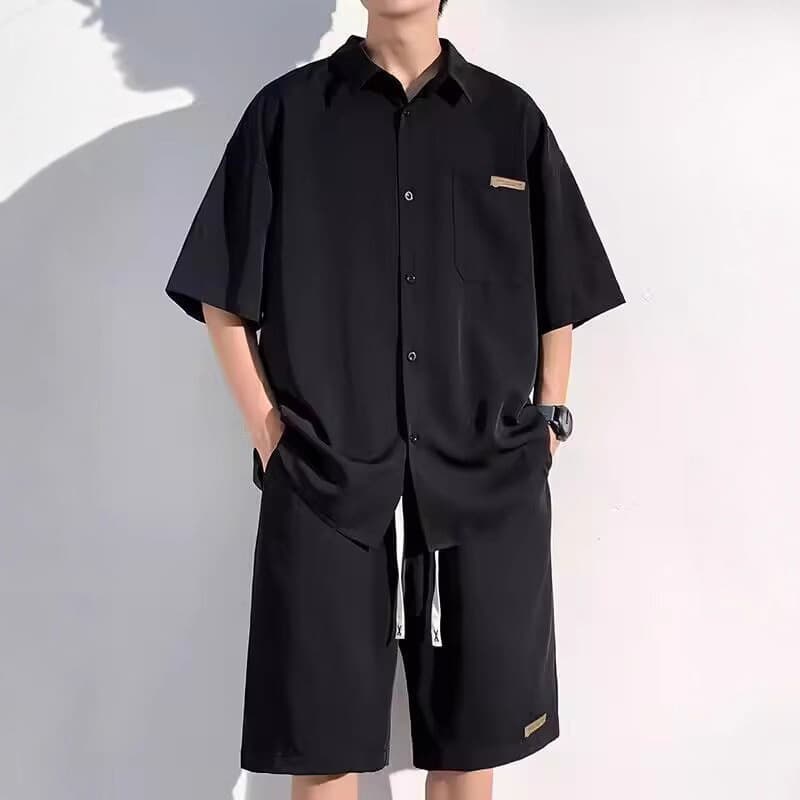 40 代 ファッション メンズ 上質ゆったり半袖シャツ