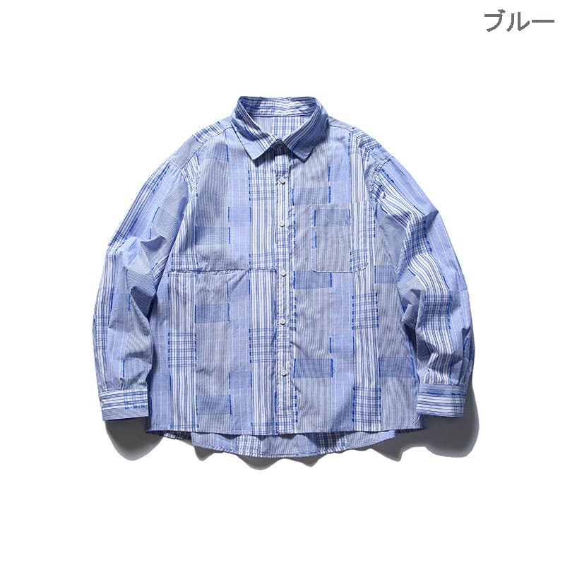 40 代 ファッション メンズ オーバーサイズ チェック柄 長袖シャツ メンズ 春秋 ストリート