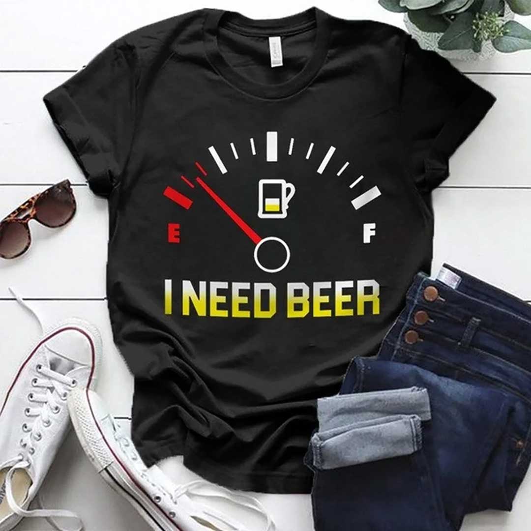 40 代 ファッション メンズ ユーモア満点 ビールメーター Tシャツ 半袖 ブラック