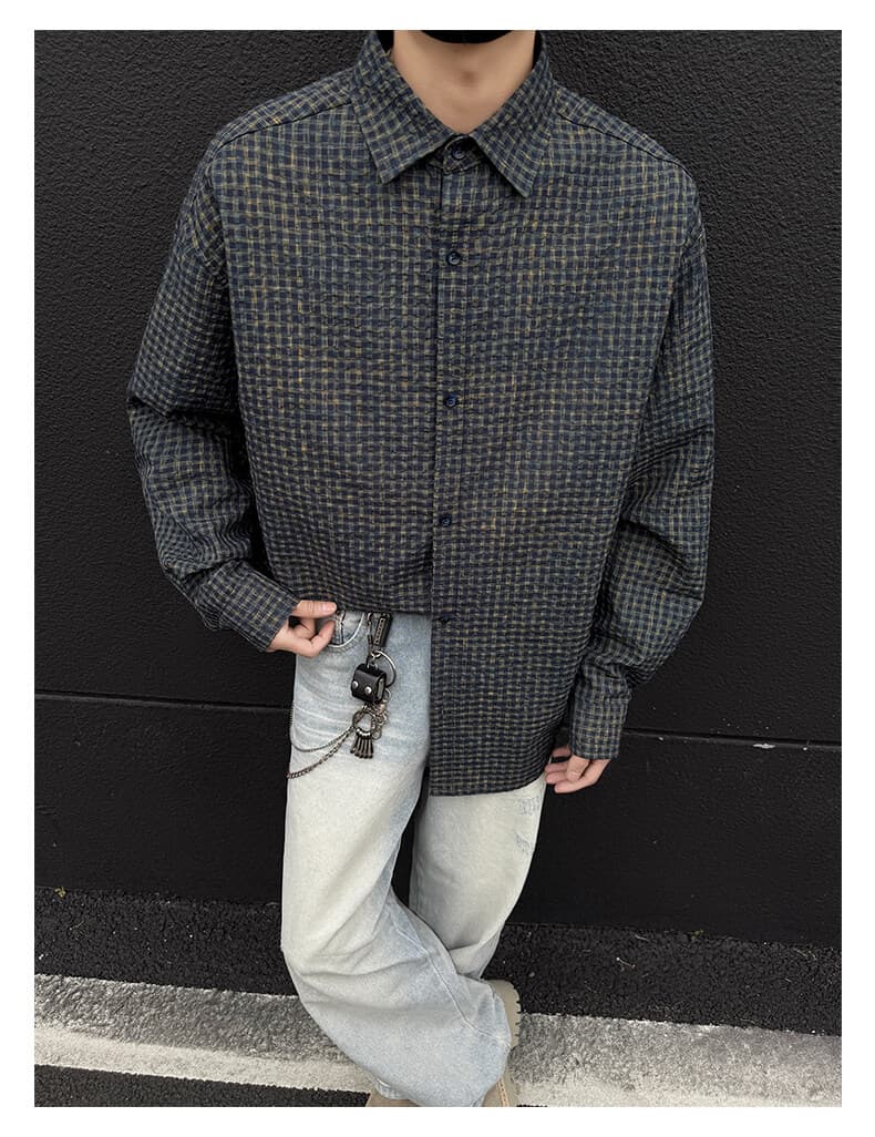 40 代 ファッション メンズ 洗練チェック柄シャツ 春夏 ユニセックス 全3色
