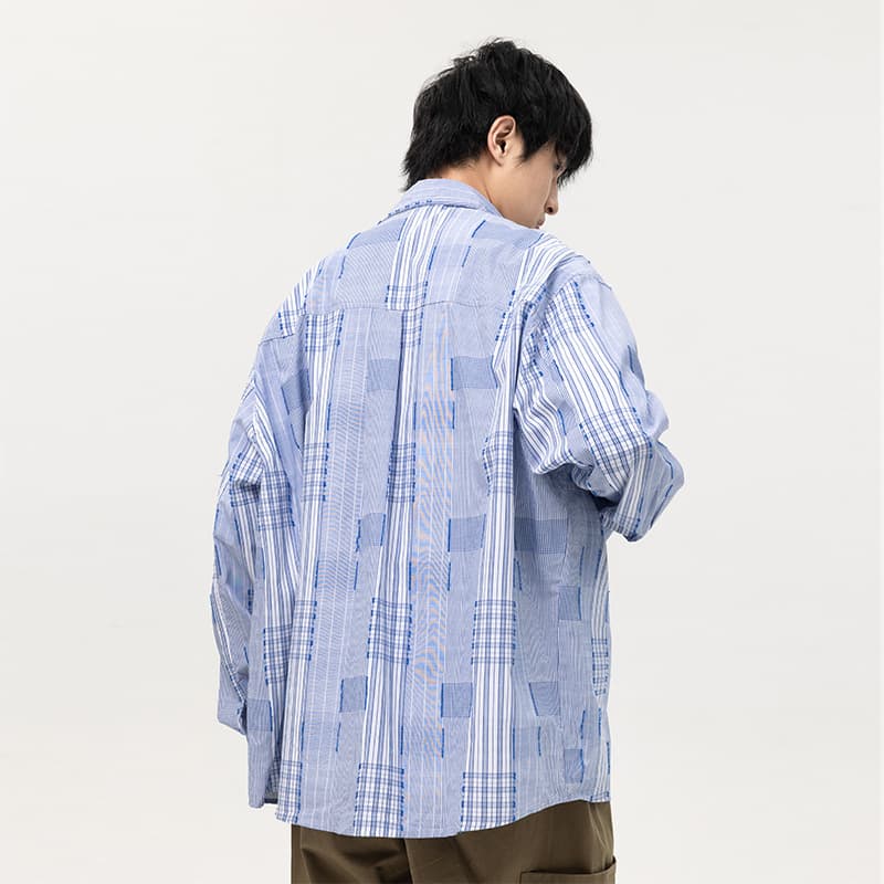 40 代 ファッション メンズ オーバーサイズ チェック柄 長袖シャツ メンズ 春秋 ストリート