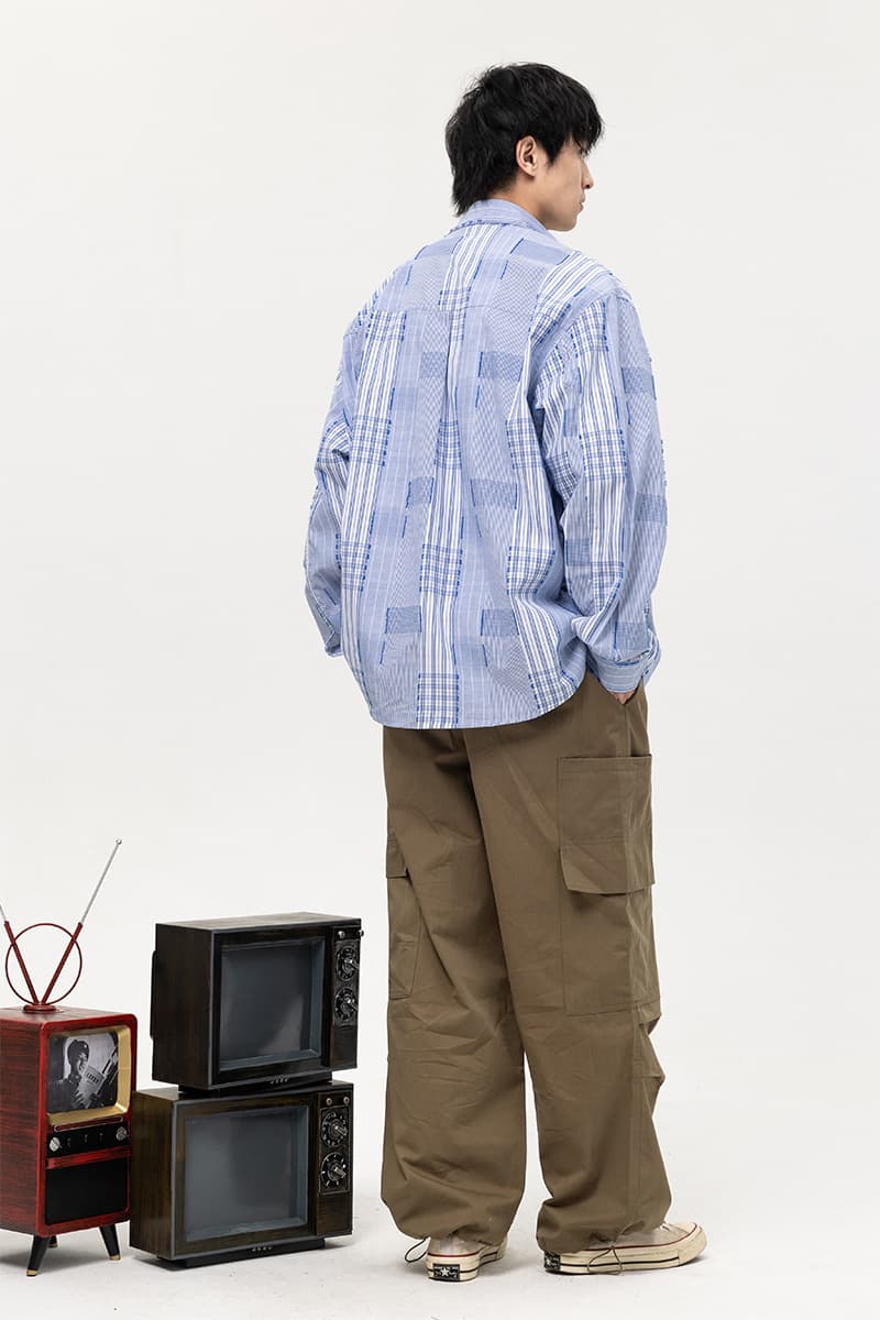 40 代 ファッション メンズ オーバーサイズ チェック柄 長袖シャツ メンズ 春秋 ストリート